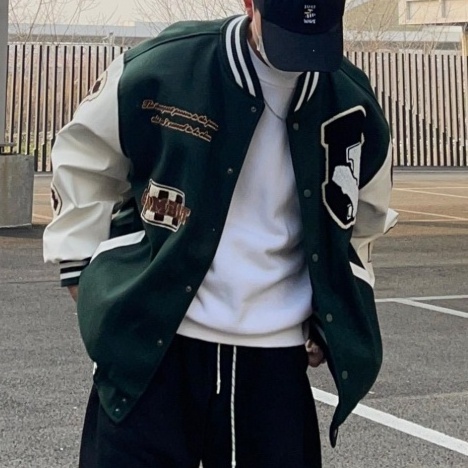 Custom Embroidery Twill Varsity Letterman Jacket Vintage Towel Stitched PU Leather Striped Baseball Jacket