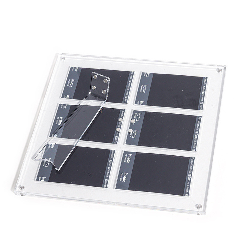 Double Layer Clear Acrylic Frame Floating Magnetic Photo Frame for Photo Fujifilm Instax Mini Film with Free Standing