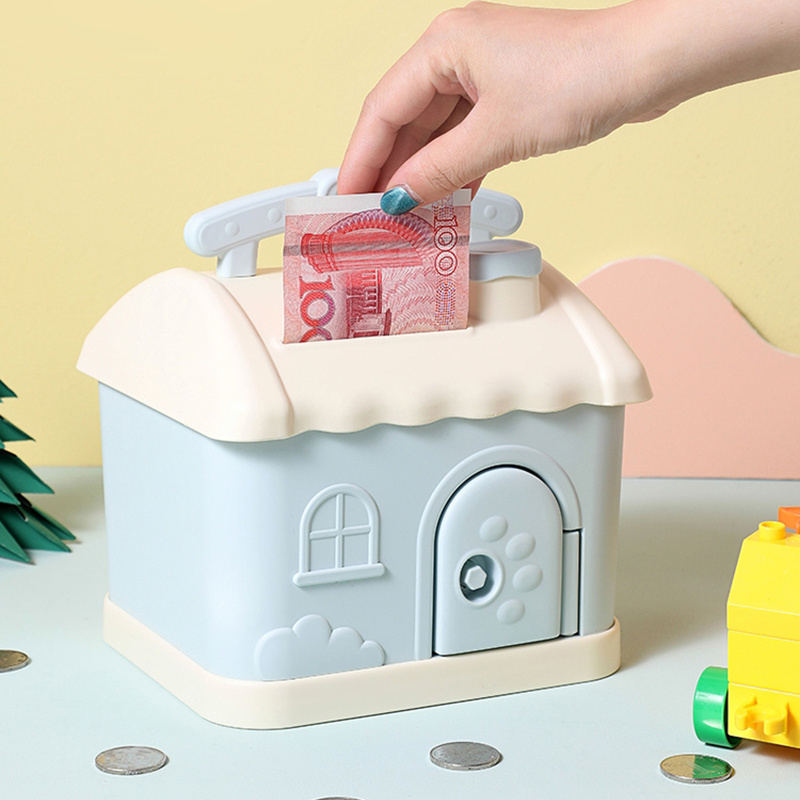 Kawaii House Money Box Banknotes Coins Holder Safe Big Size Cute Piggy Bank Savings With Key For Children Adults Birthday Gift