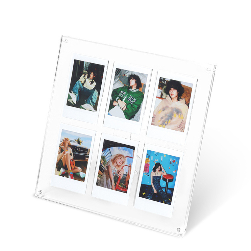 Double Layer Clear Acrylic Frame Floating Magnetic Photo Frame for Photo Fujifilm Instax Mini Film with Free Standing