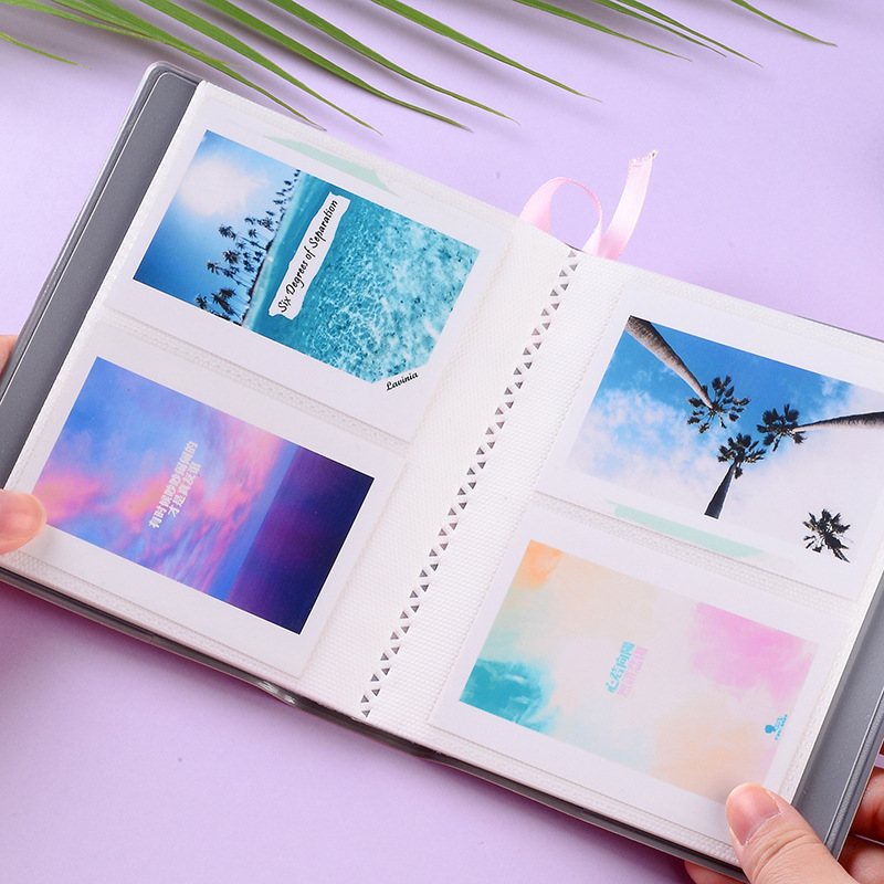 64 Pockets 3 Inch Photo Album Book with Ribbon For Fujifilm Instax Mini 11 9 8 7s 90 LiPlay LINK SP-2 Instant Camera Card Holder