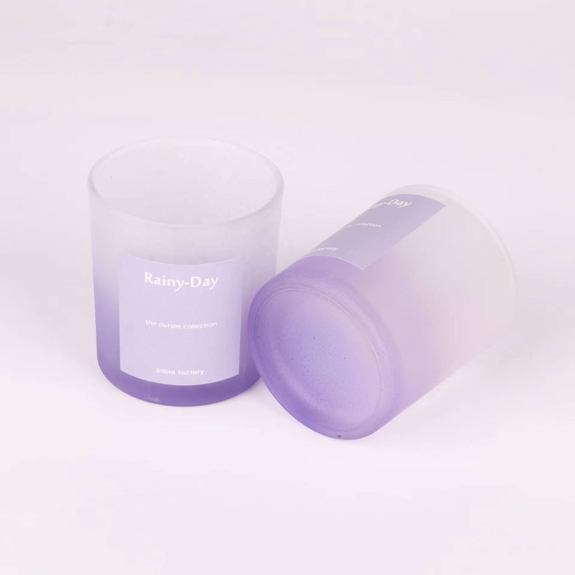 New Design Gradient Frosted Glass purple candle jars purple candle containers for candle making for Home Decor