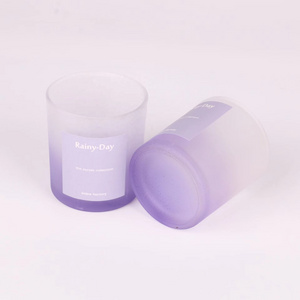 New Design Gradient Frosted Glass purple candle jars purple candle containers for candle making for Home Decor