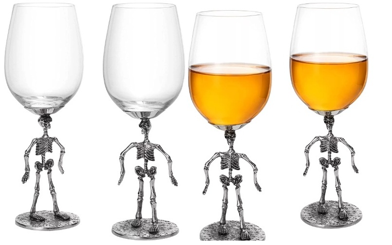 12oz Skeleton Glasses Stemmed Skeleton Wine Glass Skeleton Decoration Halloween Gifts.