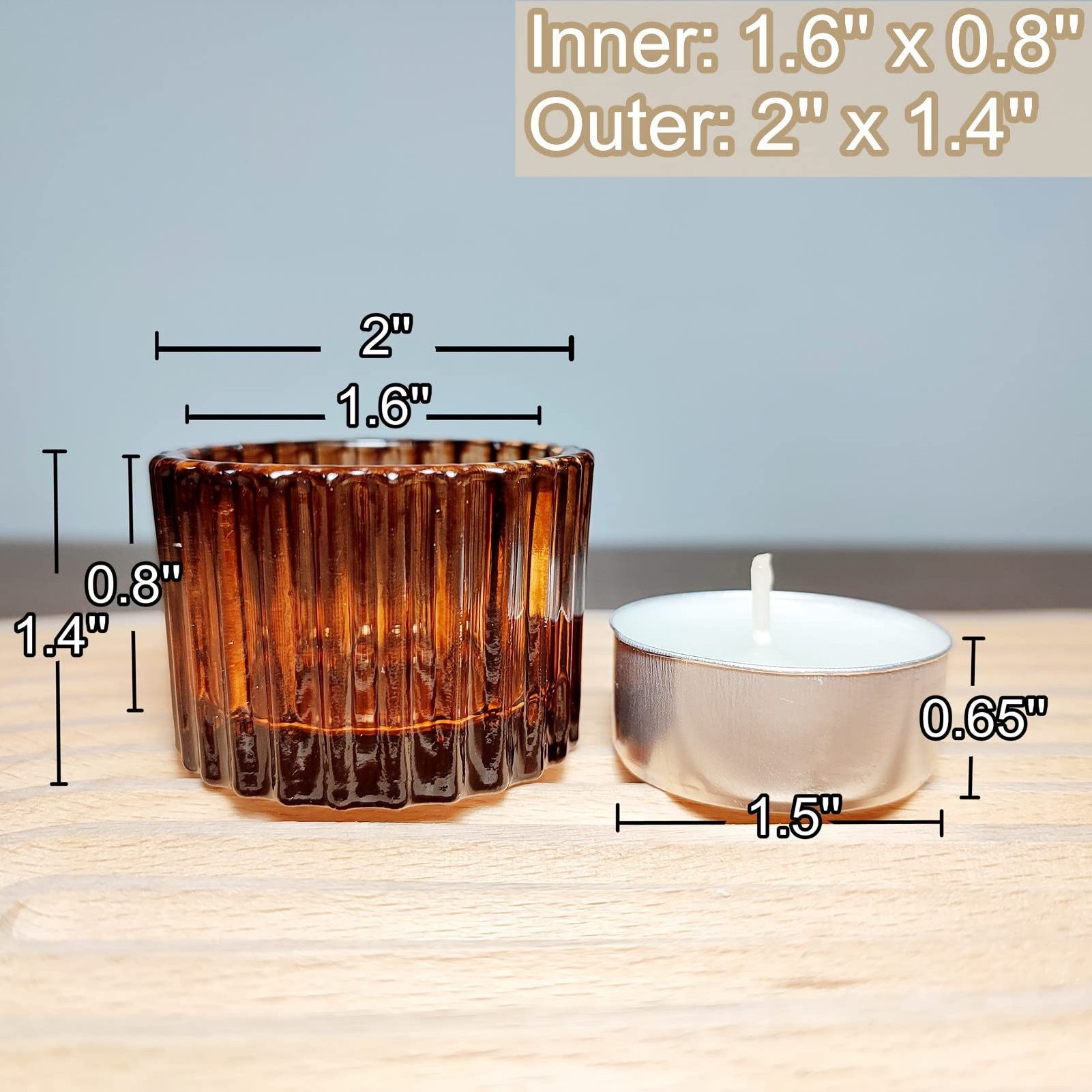 Top seller Small Amber Votive Candle Holders Set Glass Brown Mini Votive Holder Home Decoration Clear Tealight Candles Holder