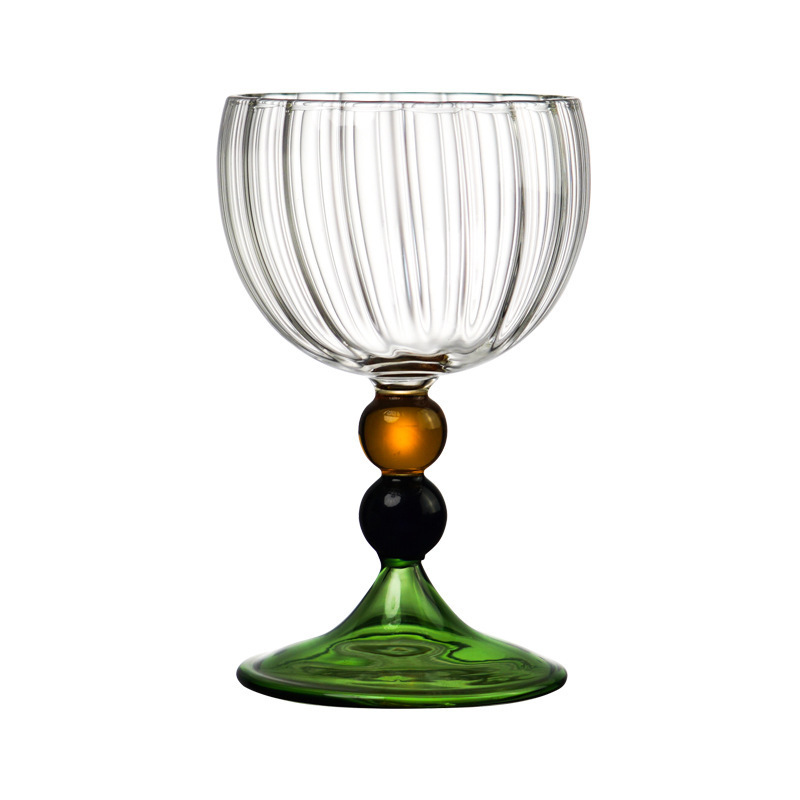 Wholesale price high borosilicate wine glass artificial blown goblet transparent wine glass