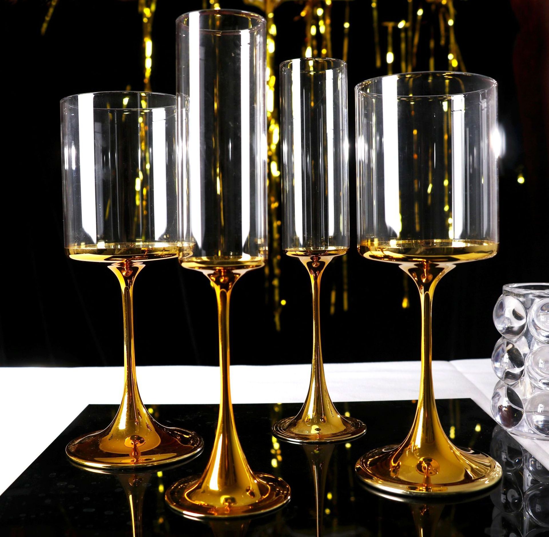 Household Gift Champagne Goblet Gold Plated Wine Glass Water Cup Creative Transparent Crystal Red Wine Glass