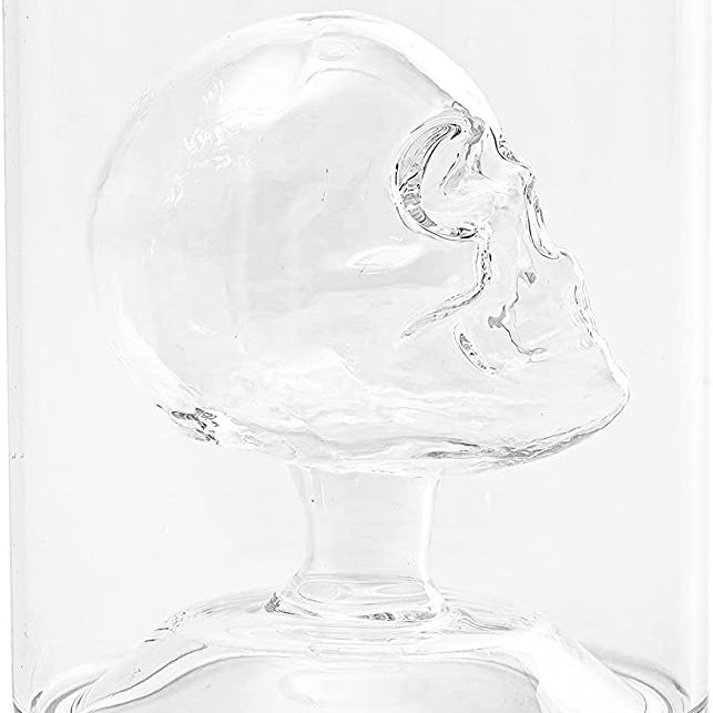 750ML Premium Borosilicate Glass Decanter Handmade Skull Whiskey Decanter with Airtight Stopper