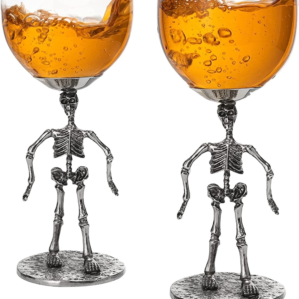 12oz Skeleton Glasses Stemmed Skeleton Wine Glass Skeleton Decoration Halloween Gifts.