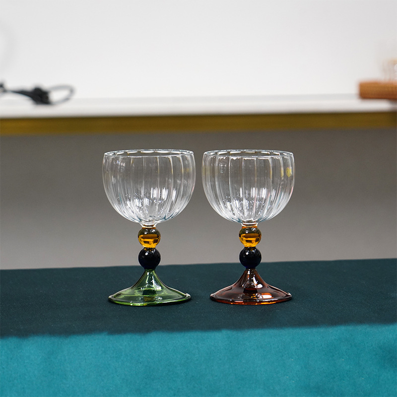 Wholesale price high borosilicate wine glass artificial blown goblet transparent wine glass