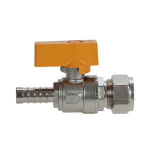 high quality hose barb gas stove valve yellow handle compression brass gas valve