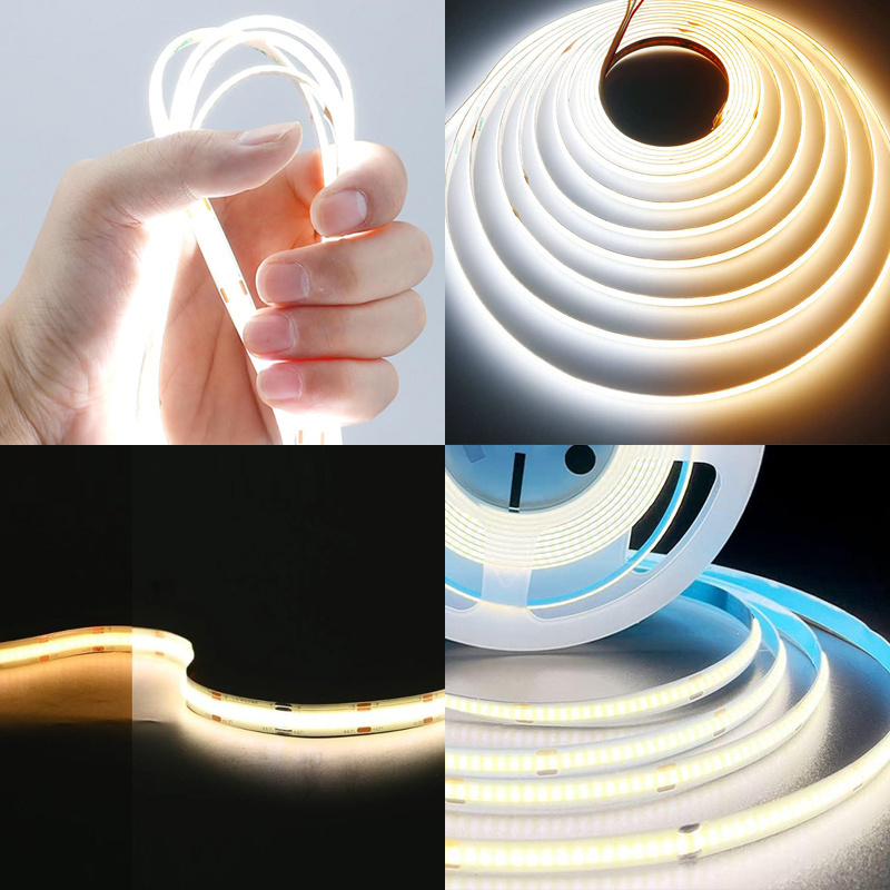 Factory Dual Color 624 LEDs/m Flexible LED 8mm 10 Meters Without Pressure Drop 24V COB Strip Light