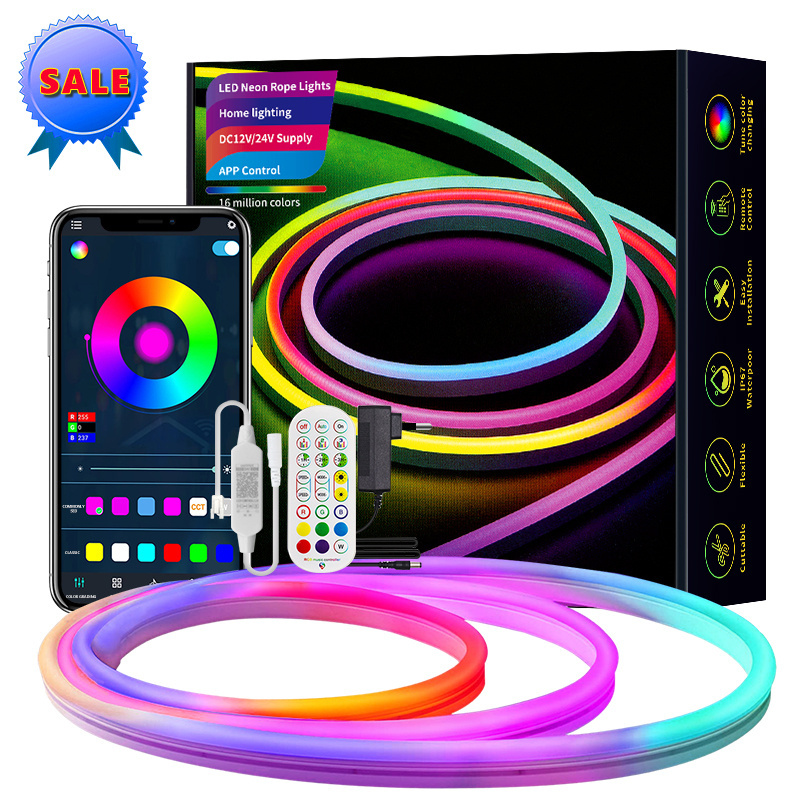 Manufacturer Wholesale Neon 0612 Rope Flexible Soft Strip Waterproof Rgbic Neon Led Lights For Bedroom