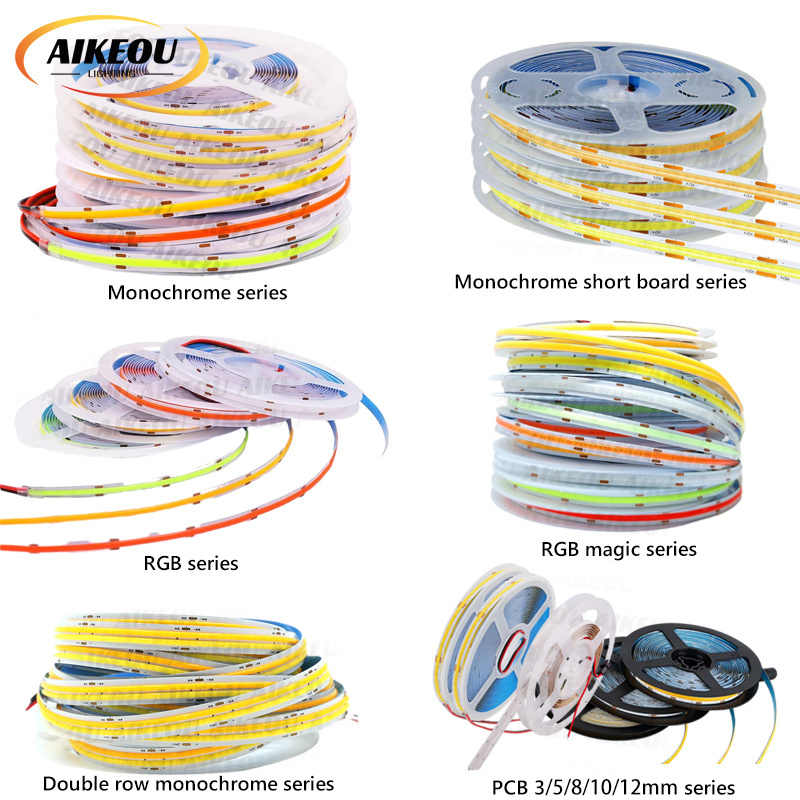 High Lumen 3000k 4000k 6500k Smart Warm Cold White 12v 24v 220v RGB RGBW RGBIC Flexible Cob Smd Led Strip Light