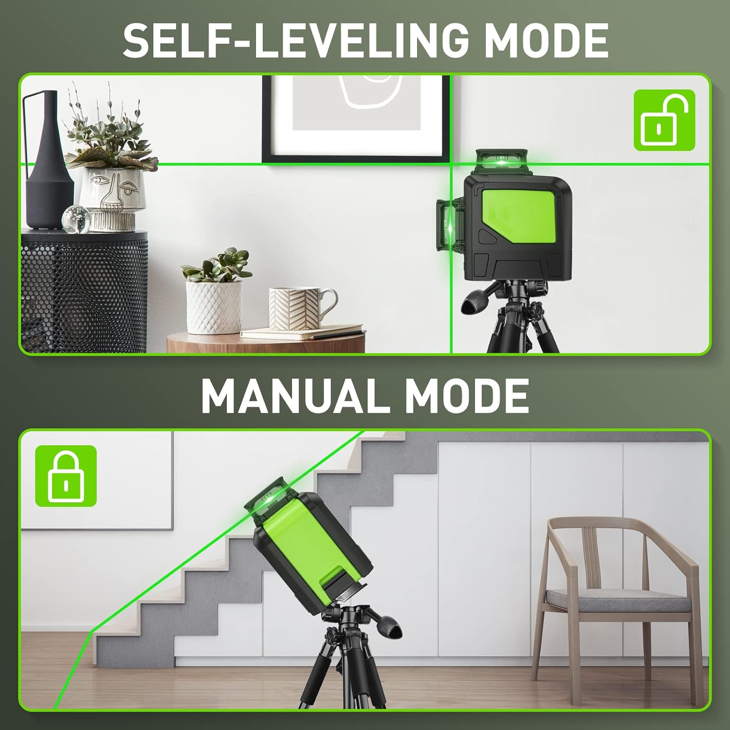 902CG  Self-Leveling 360-Degree Cross Line Laser Level with Pulse Mode Green Beam 8 lines Laser Tool