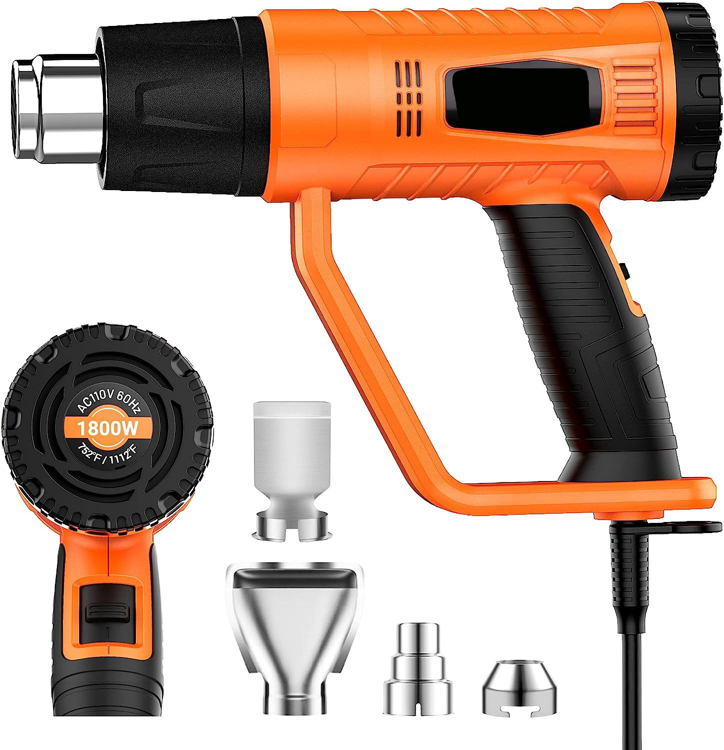 Heat Gun 1800W Heavy Duty Fast Heat Hot Air Gun for Crafts, Shrinking PVC, Stripping Paint