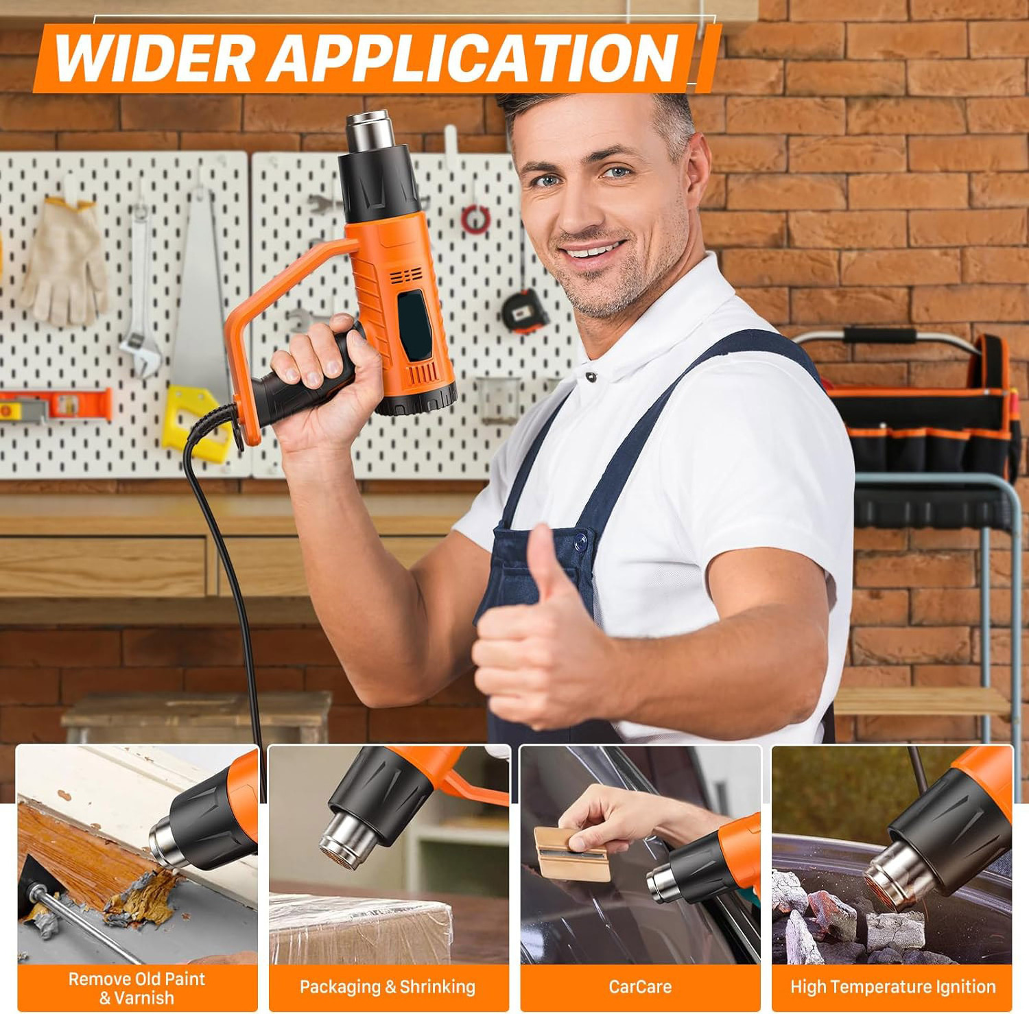 Heat Gun 1800W Heavy Duty Fast Heat Hot Air Gun for Crafts, Shrinking PVC, Stripping Paint