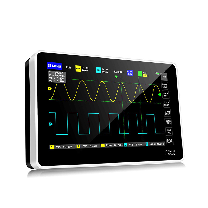 ADS1013D tablet oscilloscope with dual channel 100MHz analog bandwidth @ 1 GSa/s sampling rate