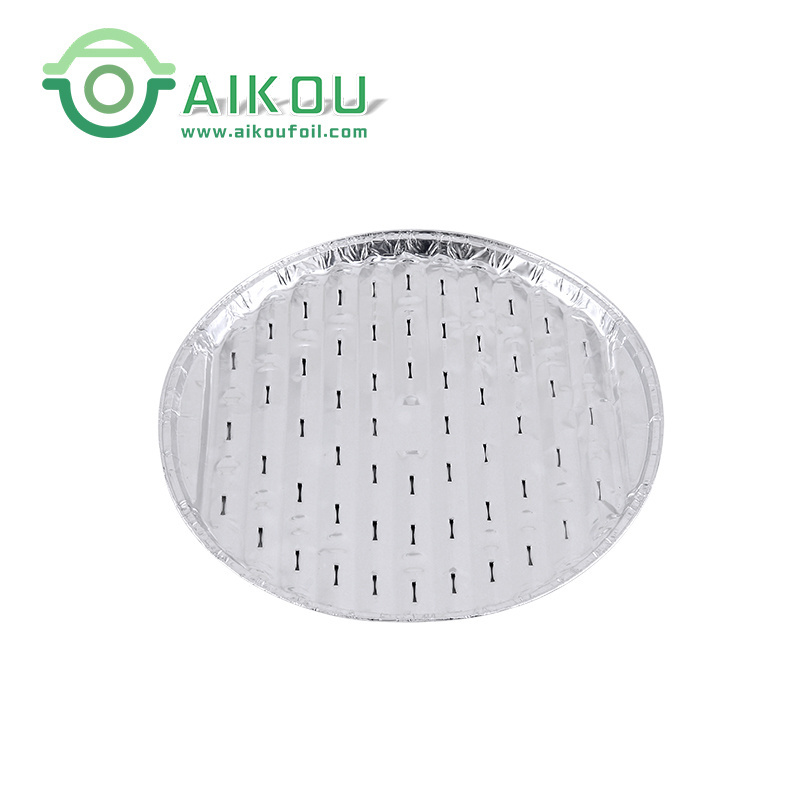 Round Perforated barbecue aluminum foil  disposable bbq grill pan/tray