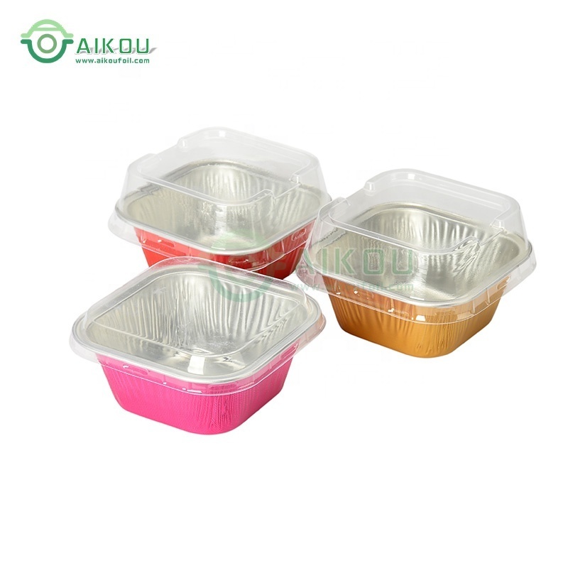 Square aluminum cupcake liners black gold 100ml disposable foil baking cup 3oz disposable muffin containers square bakeware