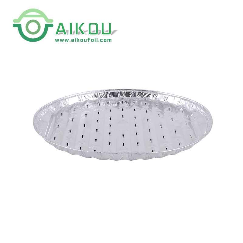 Round Perforated barbecue aluminum foil  disposable bbq grill pan/tray