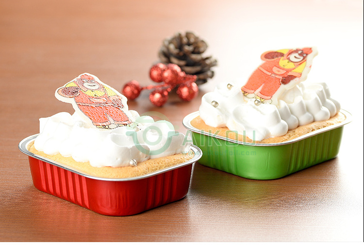 Colored aluminum pudding cup disposable dessert flan container with lid chocolate cheese baking mold