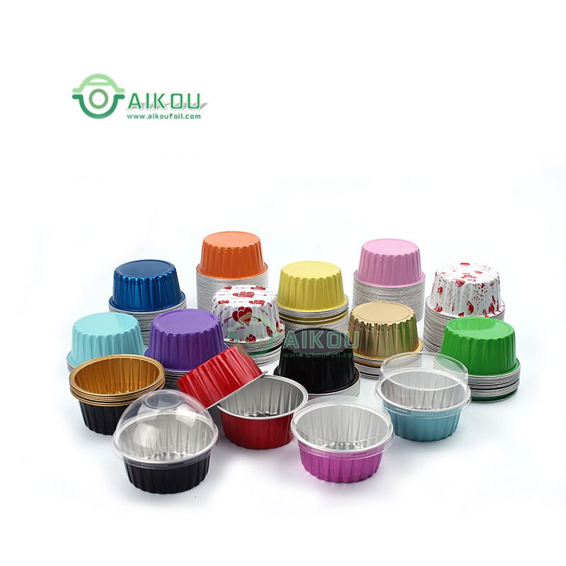 Disposable black baking dessert cups cake decotaing tools colorful ramekin with plastic lid pudding flan container