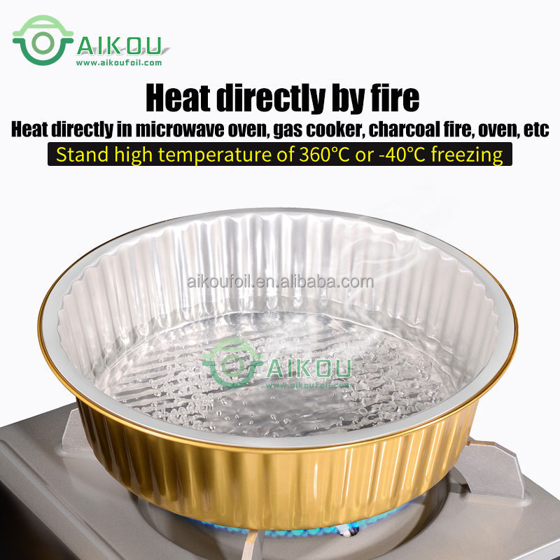 Kitchen waterproof tape aluminum foil grill tray round food container with lid baking pans for cakes nonstick pan aluminium