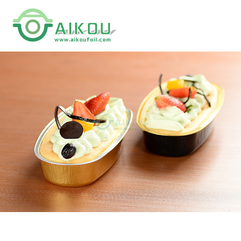 Colored aluminum pudding cup disposable dessert flan container with lid chocolate cheese baking mold