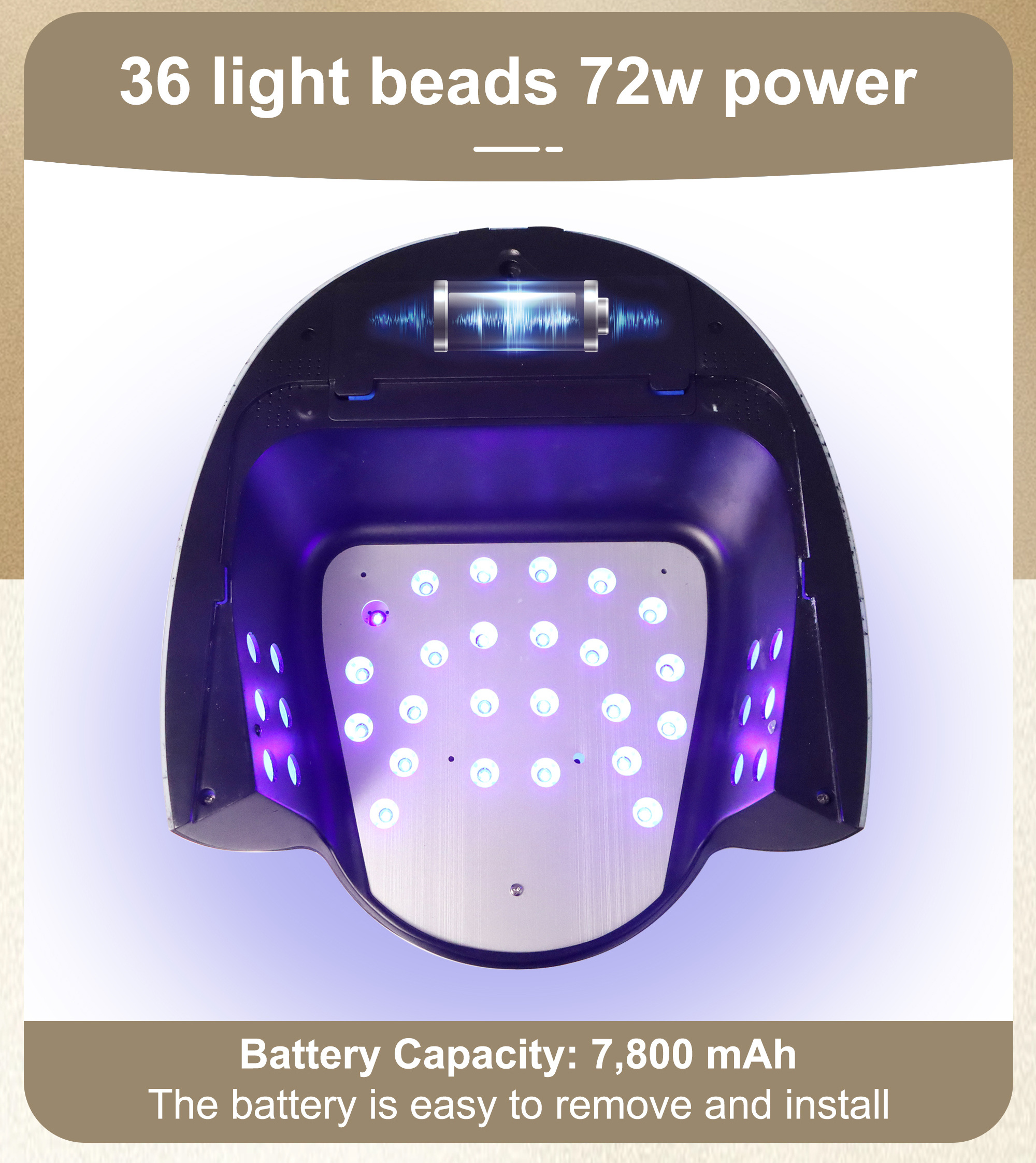 2024 Professional Portable 72w UV LED Nail Dryer Rechargeable Cordless Light Lamp with Long Lasting Battery