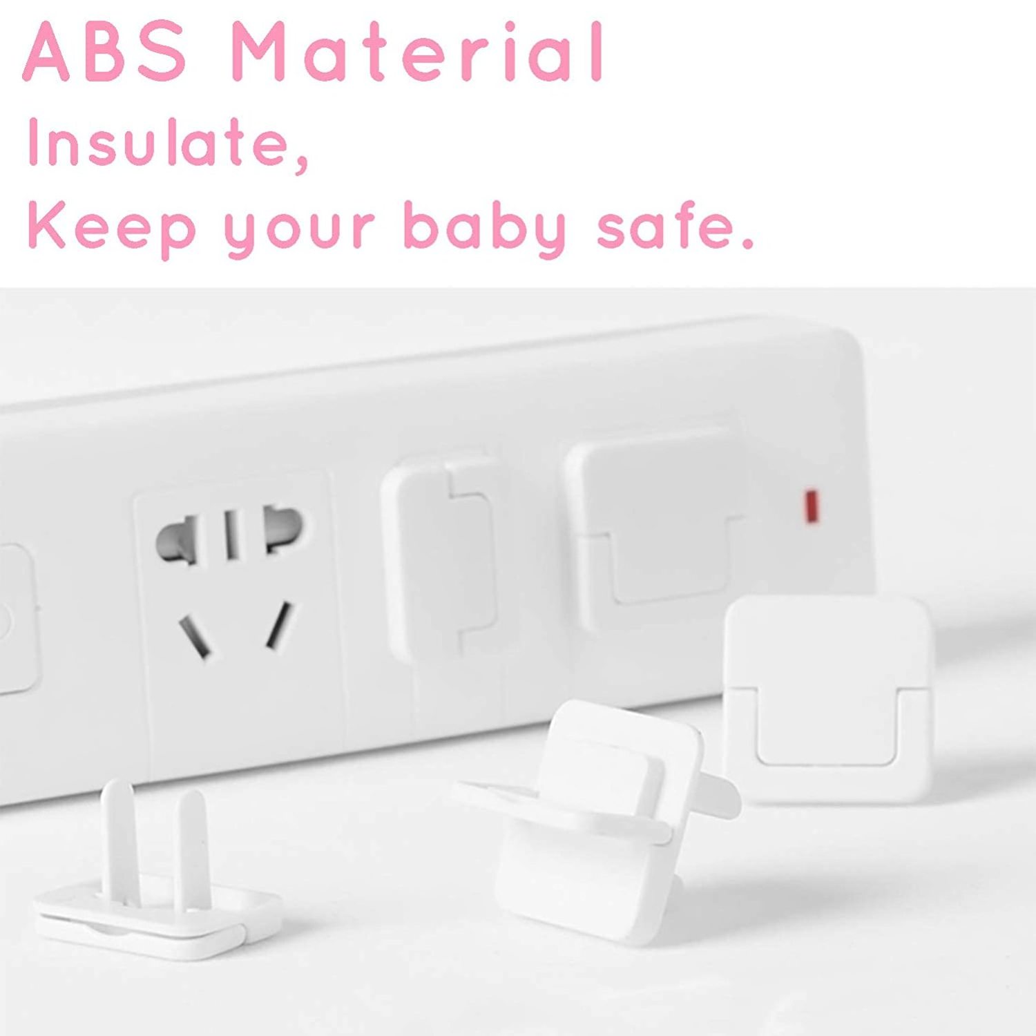 Child Proofing White Outlet Power Socket Covers Baby Safety Wall Outlet Protectors with Hidden Pull Handle