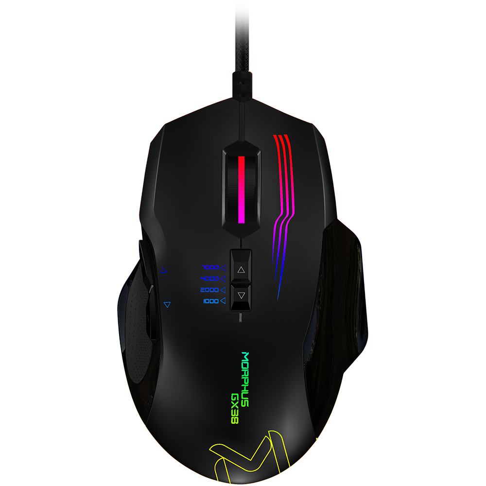 GX38 Programmable Optical Gaming Mouse 7200DPI  RGB wired Programmable Optical Gaming Mouse , USB2.0 / MCU