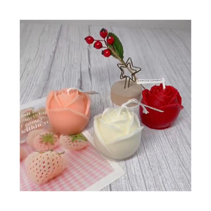 Valentine Day Tea Light Candles Solid Color Romantic Mini Rose Shaped Candles For Wedding