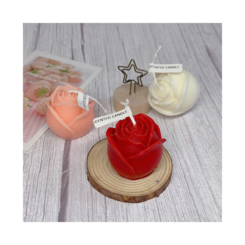 Valentine Day Tea Light Candles Solid Color Romantic Mini Rose Shaped Candles For Wedding