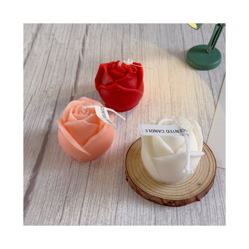 Valentine Day Tea Light Candles Solid Color Romantic Mini Rose Shaped Candles For Wedding