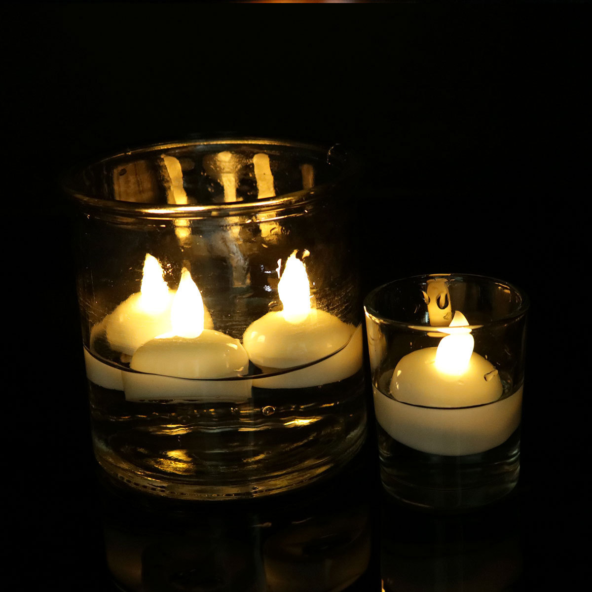 Waterproof Flickering Tealight Warm White Led Candles For Pool SPA Flameless Floating Candle Wedding Party Dinner Decor