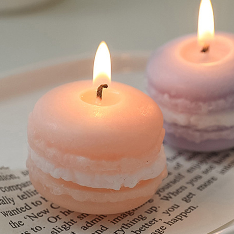 Mini Cake Handmade Macarone Shape Candles Aromatherapy Wedding Home Decoration Shooting Props Scented Soy Wax Candles