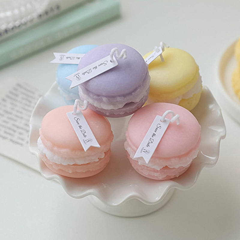 Mini Cake Handmade Macarone Shape Candles Aromatherapy Wedding Home Decoration Shooting Props Scented Soy Wax Candles