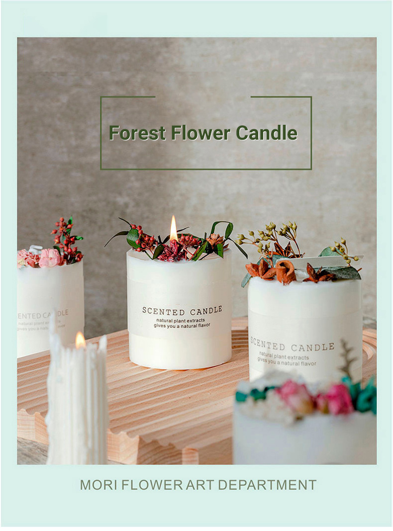 Nordic Luxury Smokeless Forest Soy Wax Gift Romantic Holiday Dried Flowers Scented Candle Home Decorative Souvenir