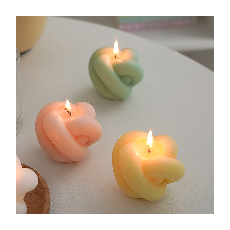 Handmade Decoration Simple Bougies Art Candle Knot Shape Natural Beeswax Soy Wax Scented Candles