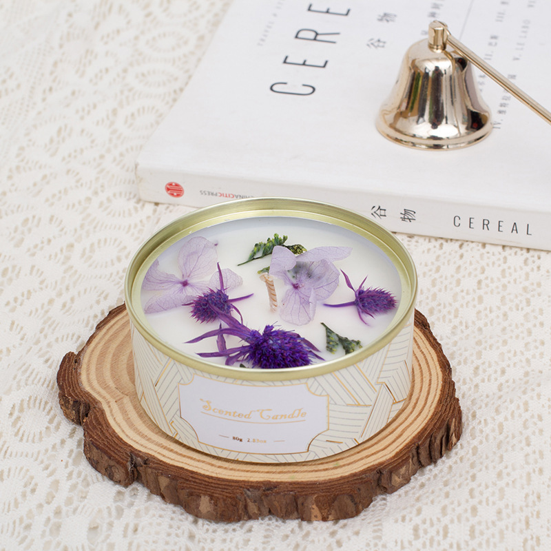 Luxury Tin Box Aromatherapy Bougie Kerzen Candela Dried Flower Shell Scented Soy Wax Smokeless Candle/Candels Home Decoration