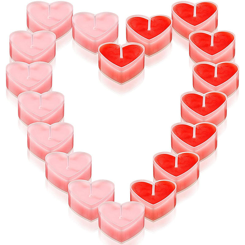 Heart Shaped Tea Lights Candle Romantic Love Candles Tea Light Candles for Valentine's Day Wedding Decor Party Favor