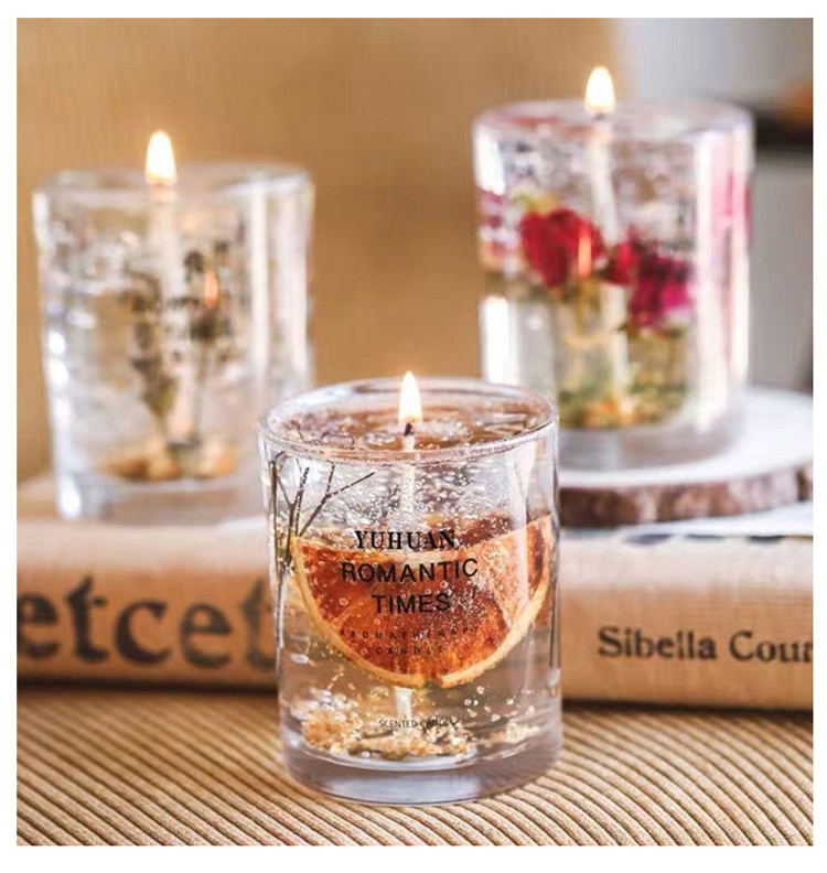 Creative Dried Flower Jelly Scented Gel Candle Elastic Smokeless Home Decoration Fragrance Wedding Birthday Gift Scented Candles