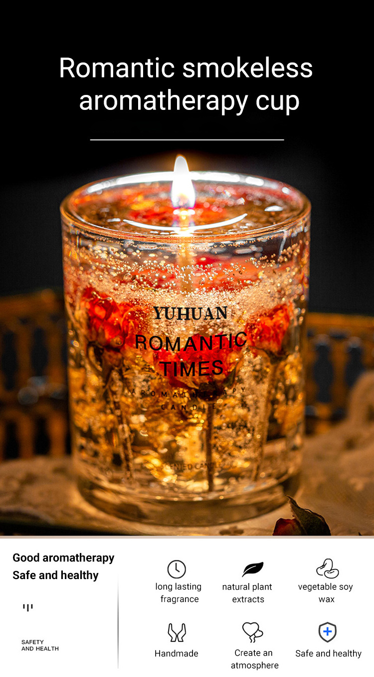 Creative Dried Flower Jelly Scented Gel Candle Elastic Smokeless Home Decoration Fragrance Wedding Birthday Gift Scented Candles