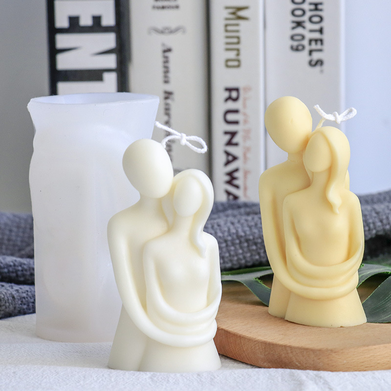 Handmade 3D Romantic Couple Portrait Lovers Hugging Silicone Candle Mold Art  Home Decoration Mold For Candle Making