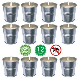 Outdoor Party Camping Garden Patio Ambiance Rustic Candles Metal Bucket Citronella Mosquito Repellent Essential Oil Candles