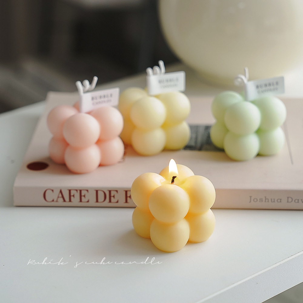 Geometric Mini Cube Wax Fragrance Candle Bubble Soy Scented Candles Home Decoration Wedding Birthday Candles