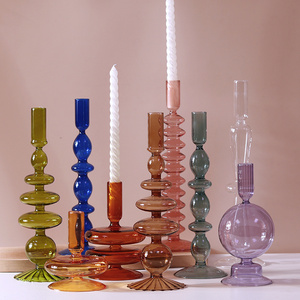 Nordic Colored Candle Stick Stand Candlestick Living Room Desktop Home Decoration Glass Candle Holder