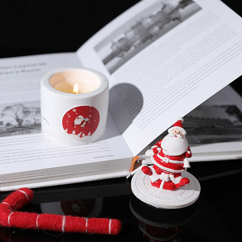 Xmas Merry Christmas Ornaments Decorations Ceramic Jar Soy Wax Candle With Lid Navidad New Year Gift Santa Claus Candle/Candels