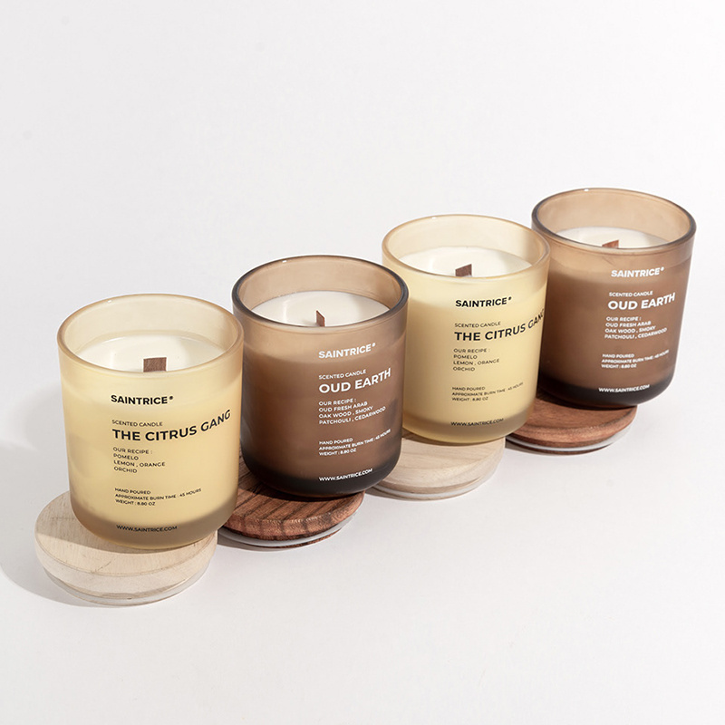 Private label luxury soy wax scented candles with wood lid